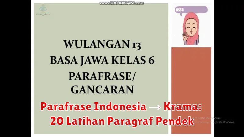 Parafrase Indonesia → Krama: 20 Latihan Paragraf Pendek