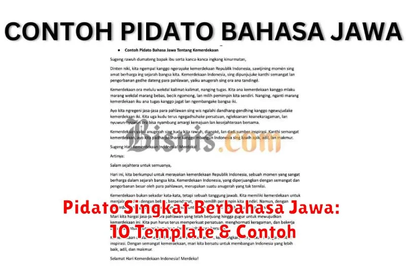 Pidato Singkat Berbahasa Jawa: 10 Template & Contoh